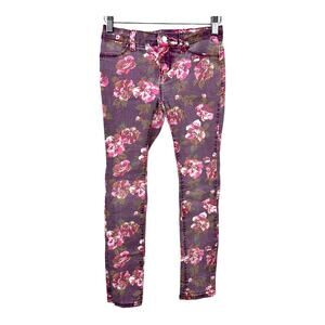 Old Navy Floral Jeans Rockstar Jeggings Girls 10 Pink Purple